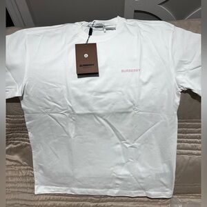Burberry White and Pink Logo Tee Men